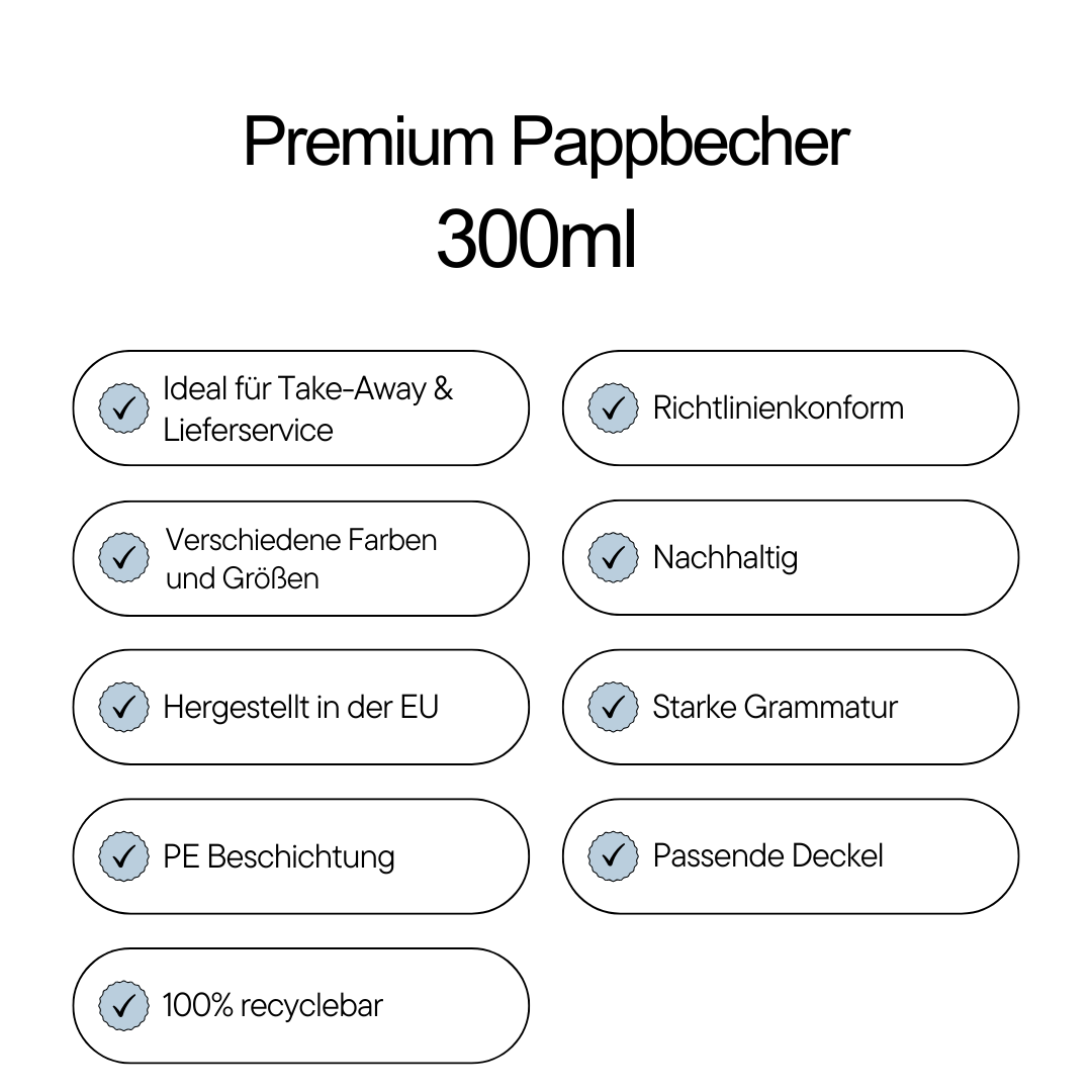 Premium Pappbecher 300 ml - 100 Stück / 1000 Stück