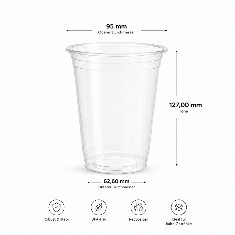 Clear Cup / Smoothie- / Matcha Becher rPET 400 ml - 100 Stück / 300 Stück / 800 Stück
