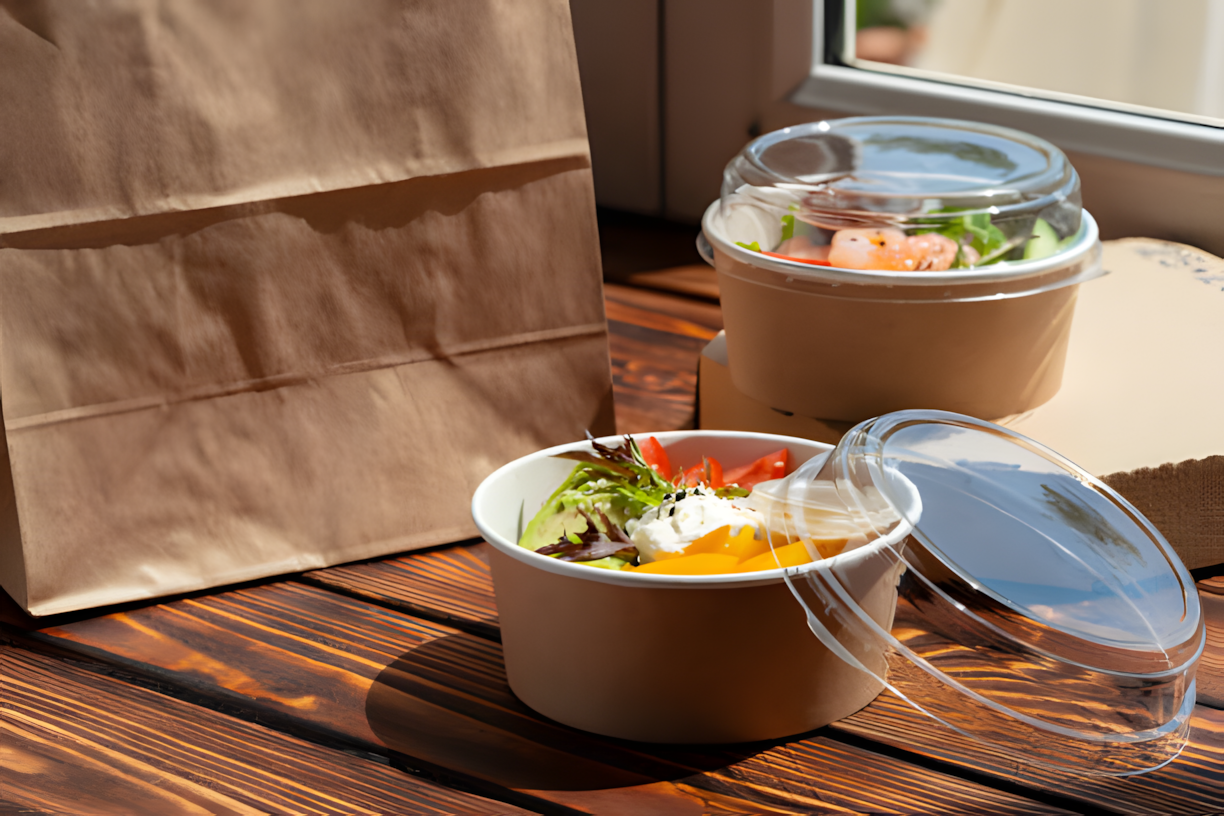 Papiertragetüten und Bowlschalen mit Deckel von ProPacking für deine Gastro