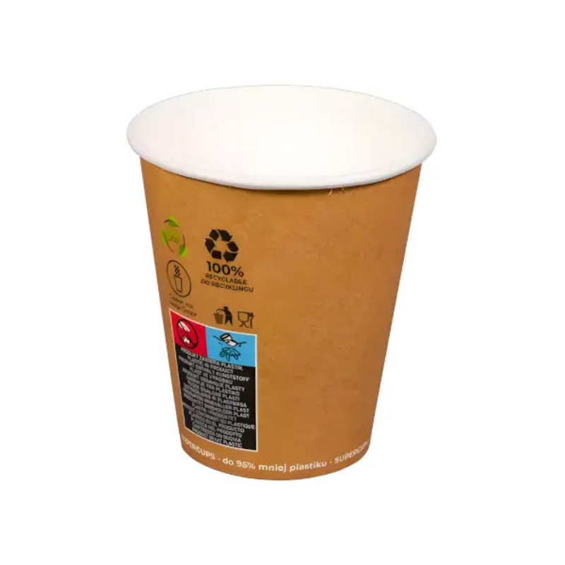 Einweg-Pappbecher in braun, 300 ml – stilvoll, stabil und ideal für Kaffee oder To-go-Getränke.