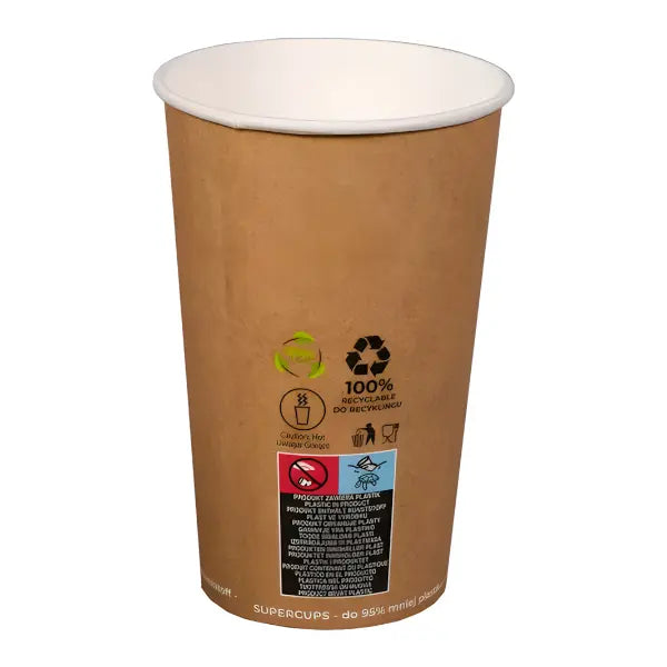 Einweg-Pappbecher in braun, 400 ml – stilvoll, stabil und ideal für Kaffee oder To-go-Getränke.