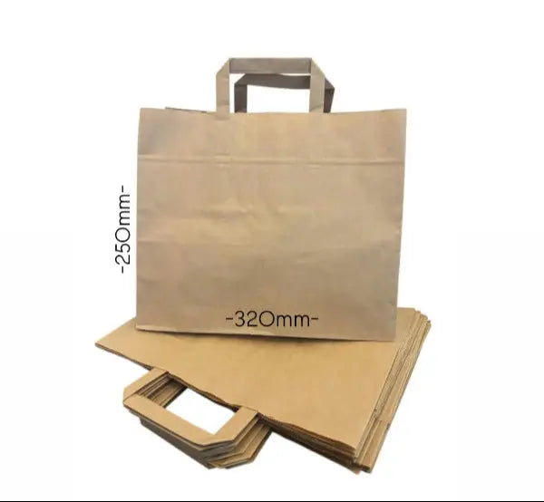 Nachhaltige Papiertüten in Braun aus robustem Papier, biologisch abbaubar, recyclebar und ideal für umweltfreundlichen Transport von Lebensmitteln und Snacks.