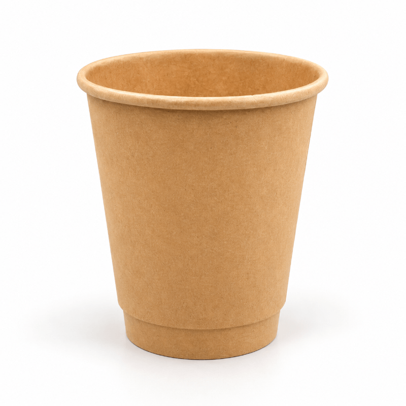 Doppelwandiger Pappbecher 200 ml in Kraft Braun