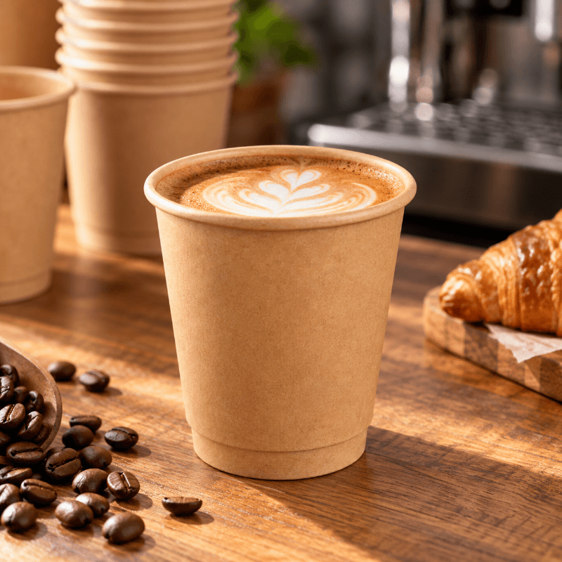 Doppelwandiger 200 ml Pappbecher mit Kaffee für Coffee-to-Go