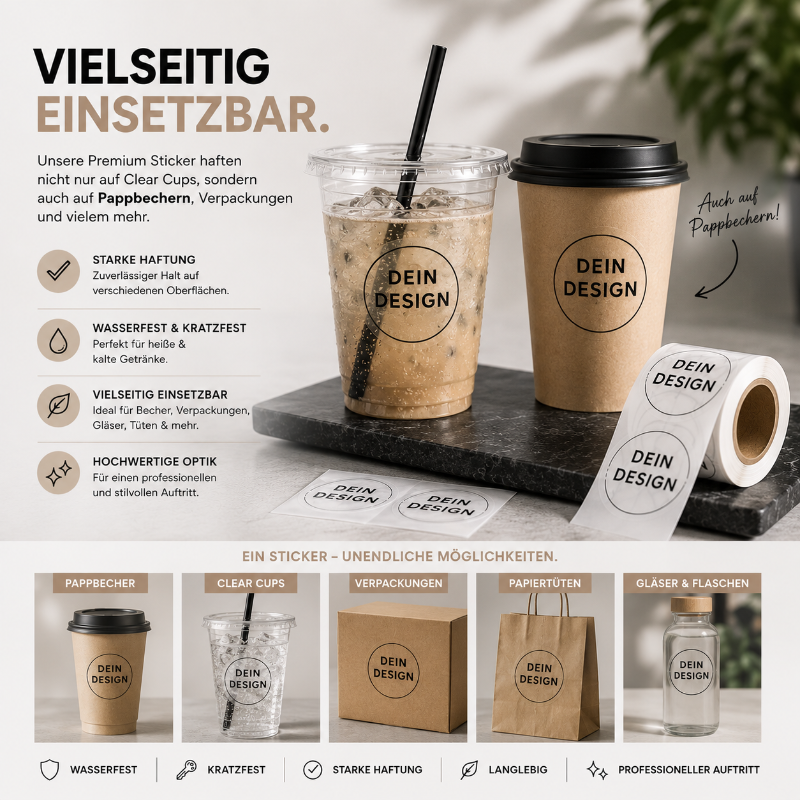 Plastik trinkbecher mit deckel: Individuelles Design mit Stickern