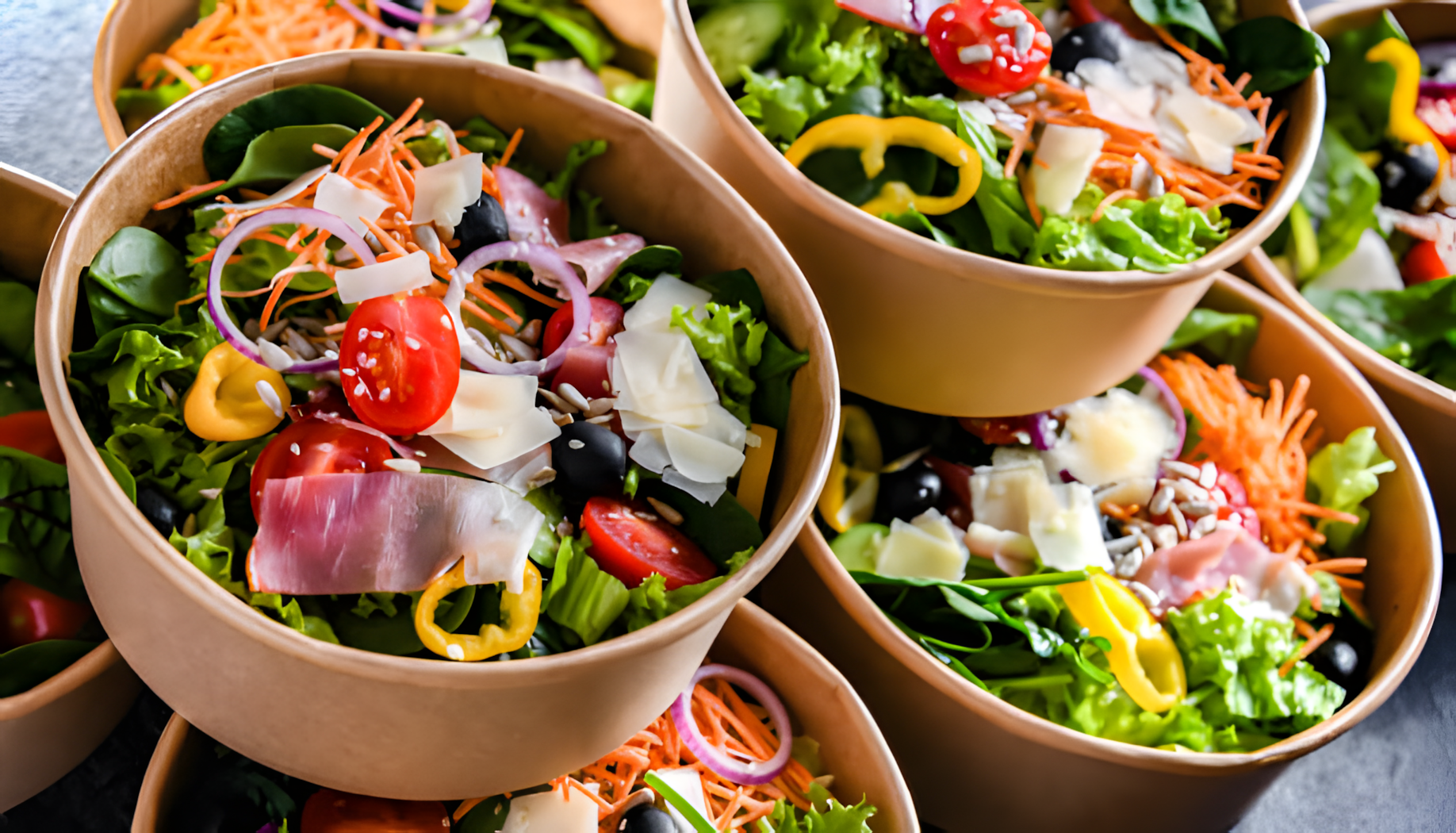 Bowl/Salatschalen von ProPacking mit passendem Deckel aus Kraftpapier zu hervorragenden Preisen