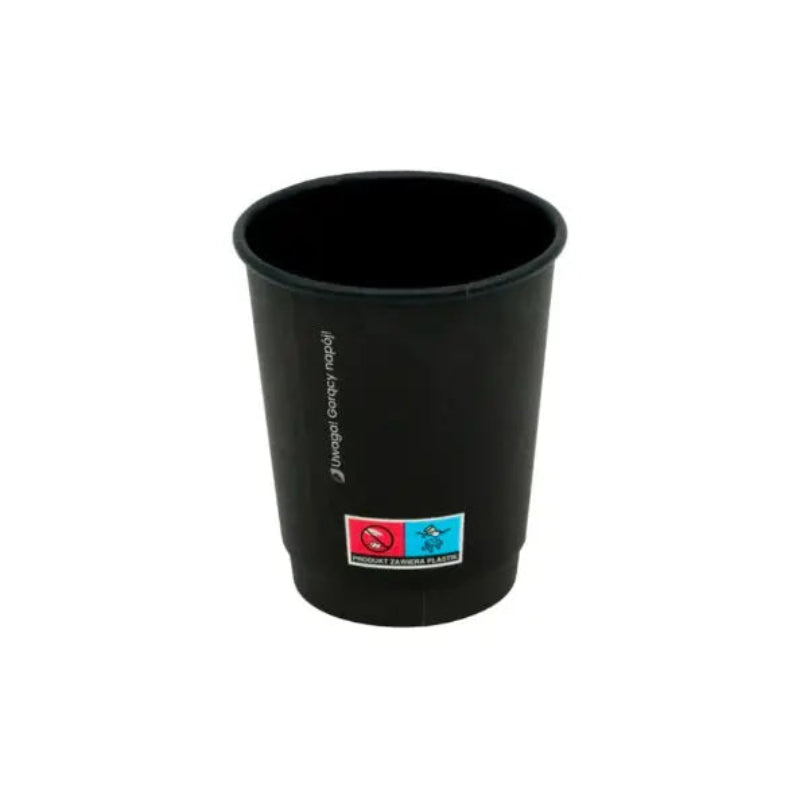 Einweg-Pappbecher in Schwarz, 200 ml – stilvoll, stabil und ideal für Kaffee oder To-go-Getränke.