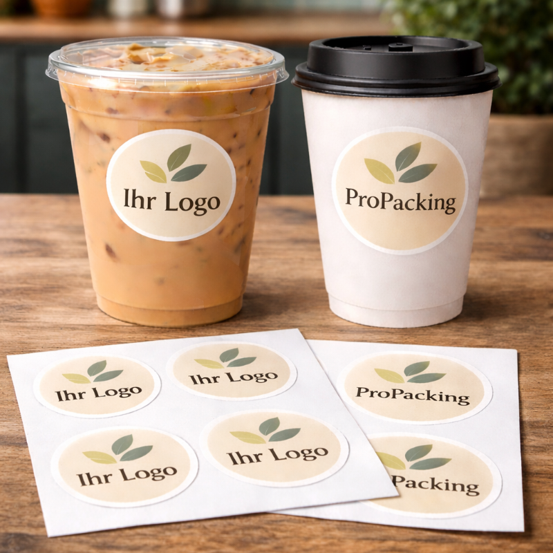 Personalisierte Sticker für Pappbecher und Clear Cups_ProPacking