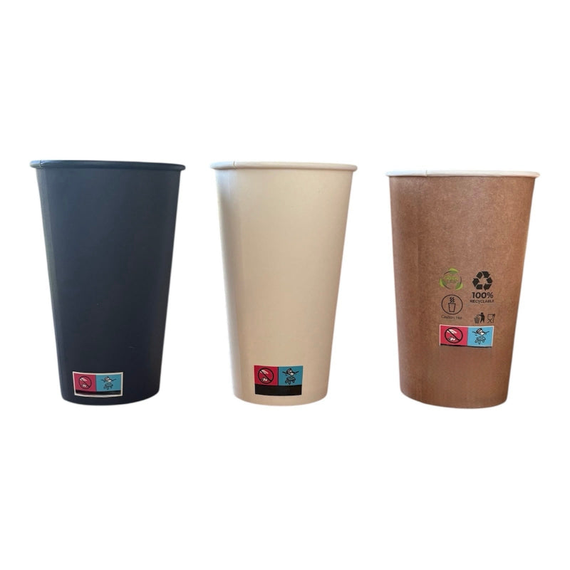 Premium Pappbecher 400 ml schwarz weiß braun