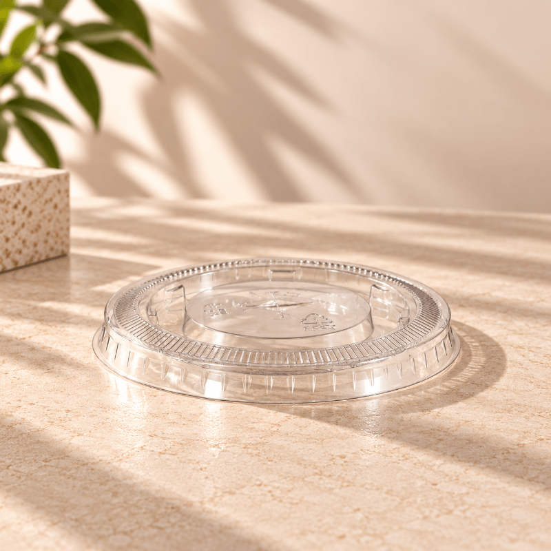 Transparenter Flachdeckel mit Kreuzschlitz Ø 95 mm für Clear Cups