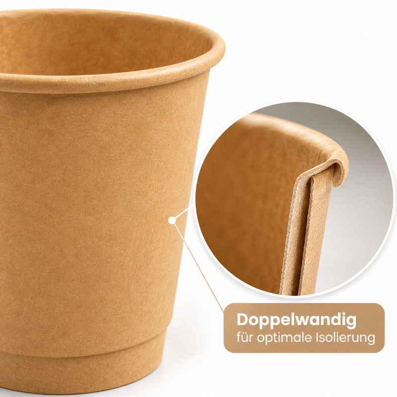 Detailansicht eines doppelwandigen Pappbechers 200 ml